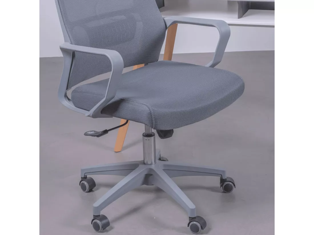 Chaise de bureau ergonomique en mesh respirante avec finitions grises et appui-tête réglable - Mesh - Gris foncé