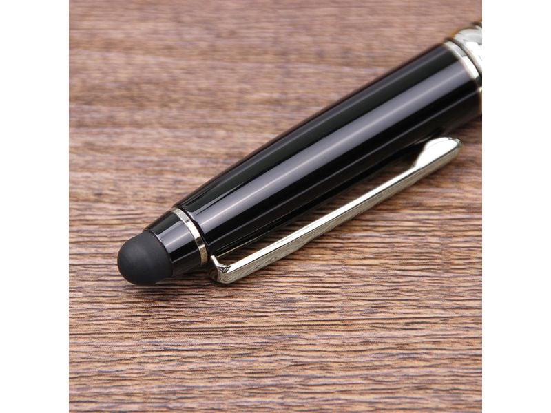 4smarts Eingabestift 2 in 1 Schwarz/Silber Kugelschreiber und Touchscreen-Stift mit weicher, bildschirmschonender Spitze