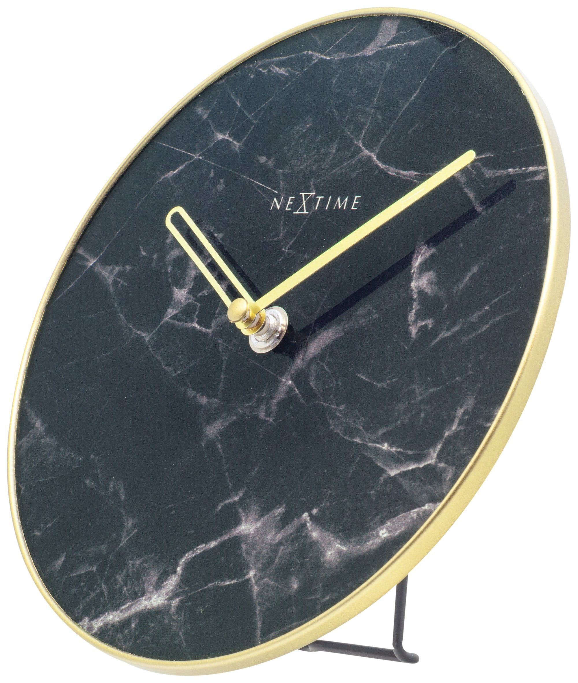 NeXtime - NeXtime - Stille Tafelklok -  20cm - Glas | Metaal - Zwart -