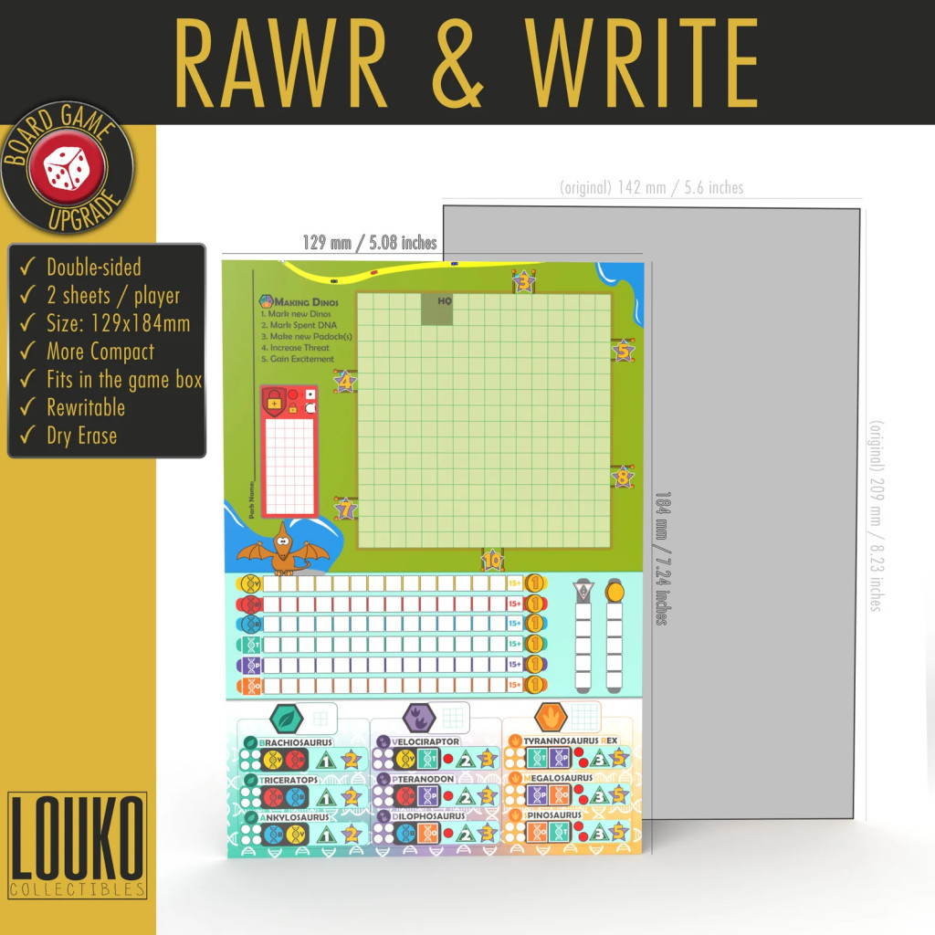 Dinosaur Island: Rawr' N Write - Feuille de score réinscriptible