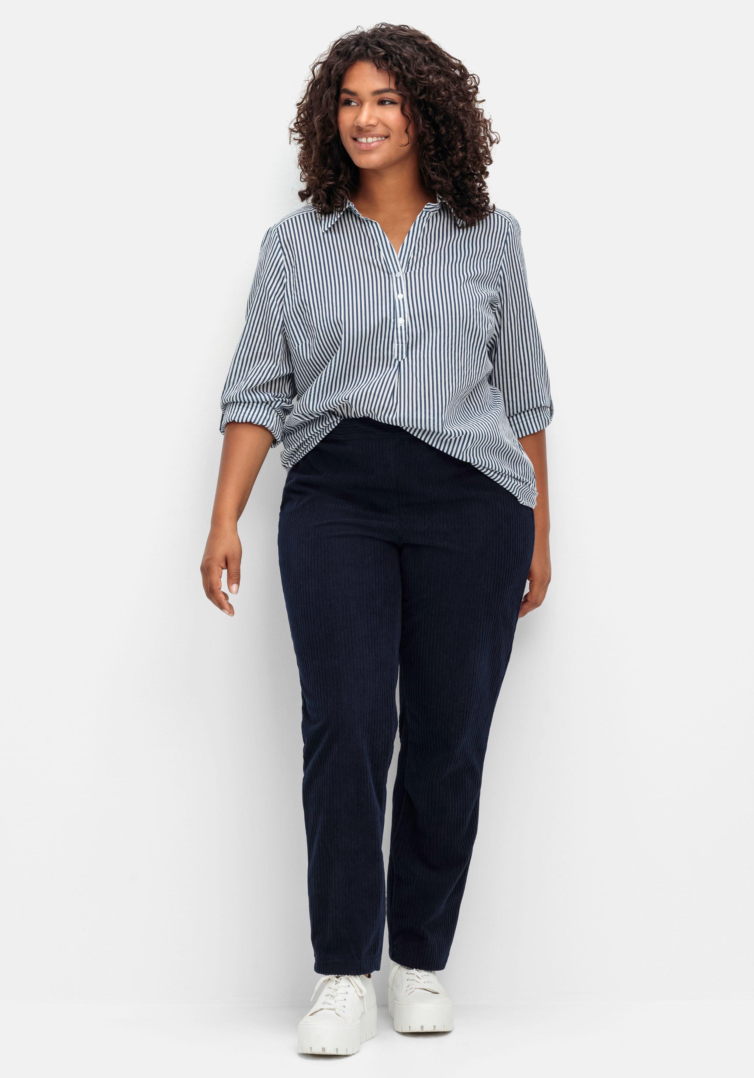 Hemdbluse mit Streifen und Krempelärmeln