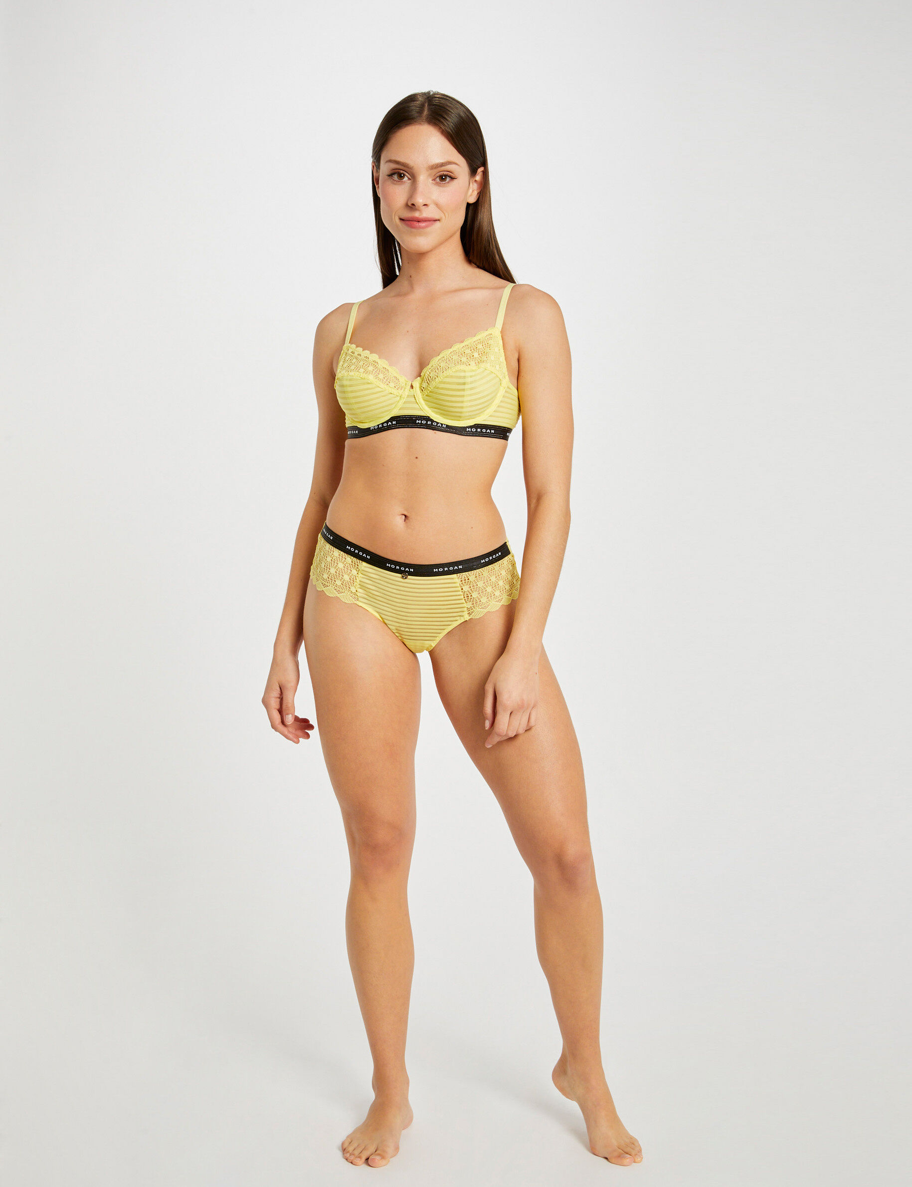 Shorty dentelle jaune femme - jaune