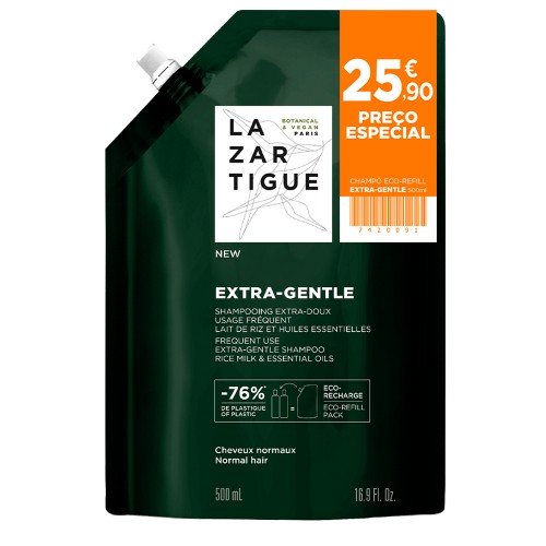 Lazartigue Extra-Gentle Shampoo Extra Suave Uso Frequente Recarga 500ml