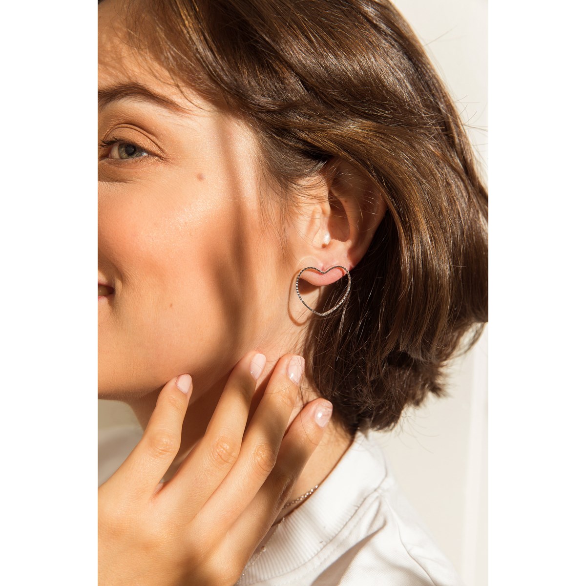 maxi boucles d'oreilles puces coeurs plaqué argent - AURA