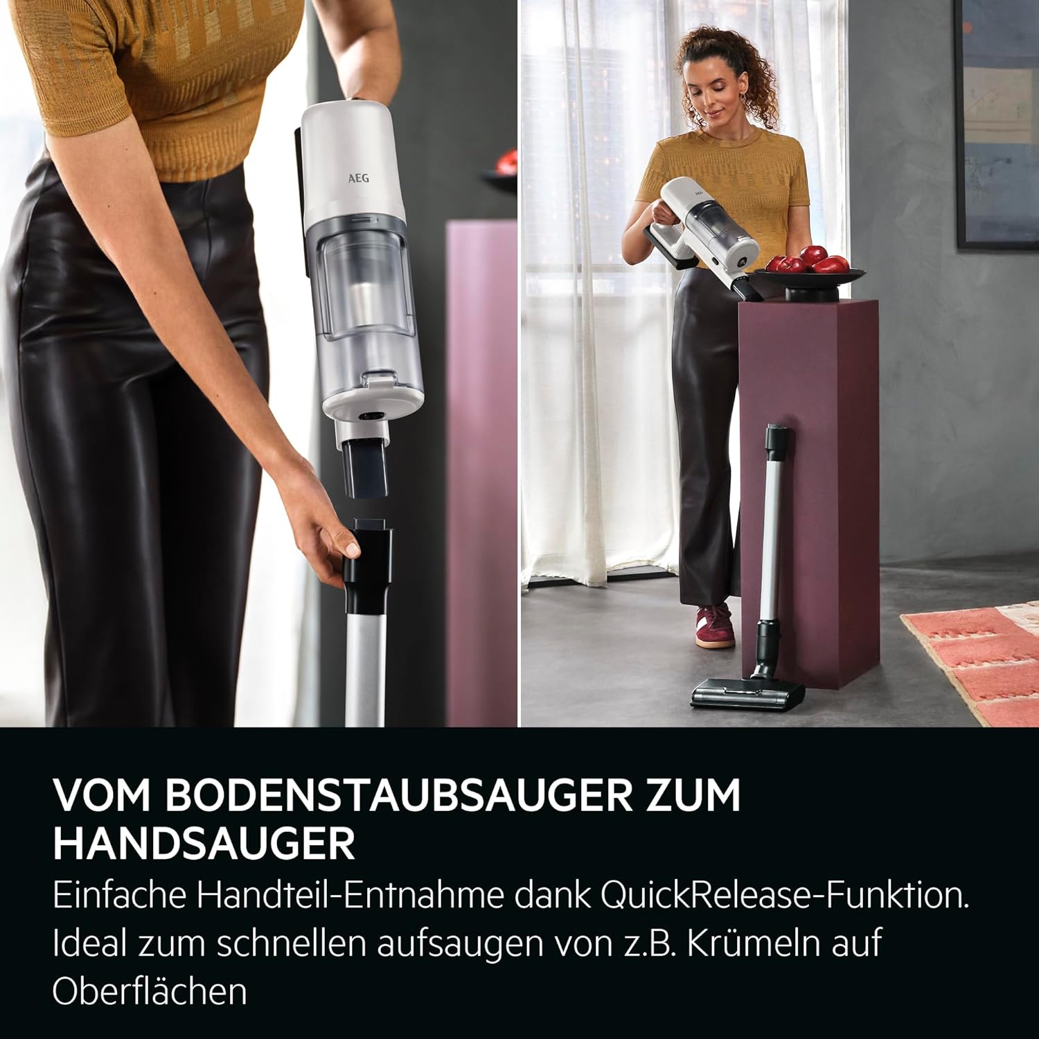 AEG Serie 6000 Akku‑Staubsauger, ETM Testsieger, Digitalmotor, kabellos, alle Böden, bis zu 99% Staubaufnahme, bis zu 40Min. Laufzeit, entnehmbarer 21,6V Akku, leicht, Zubehör, Weiß, AP61HB21SH
