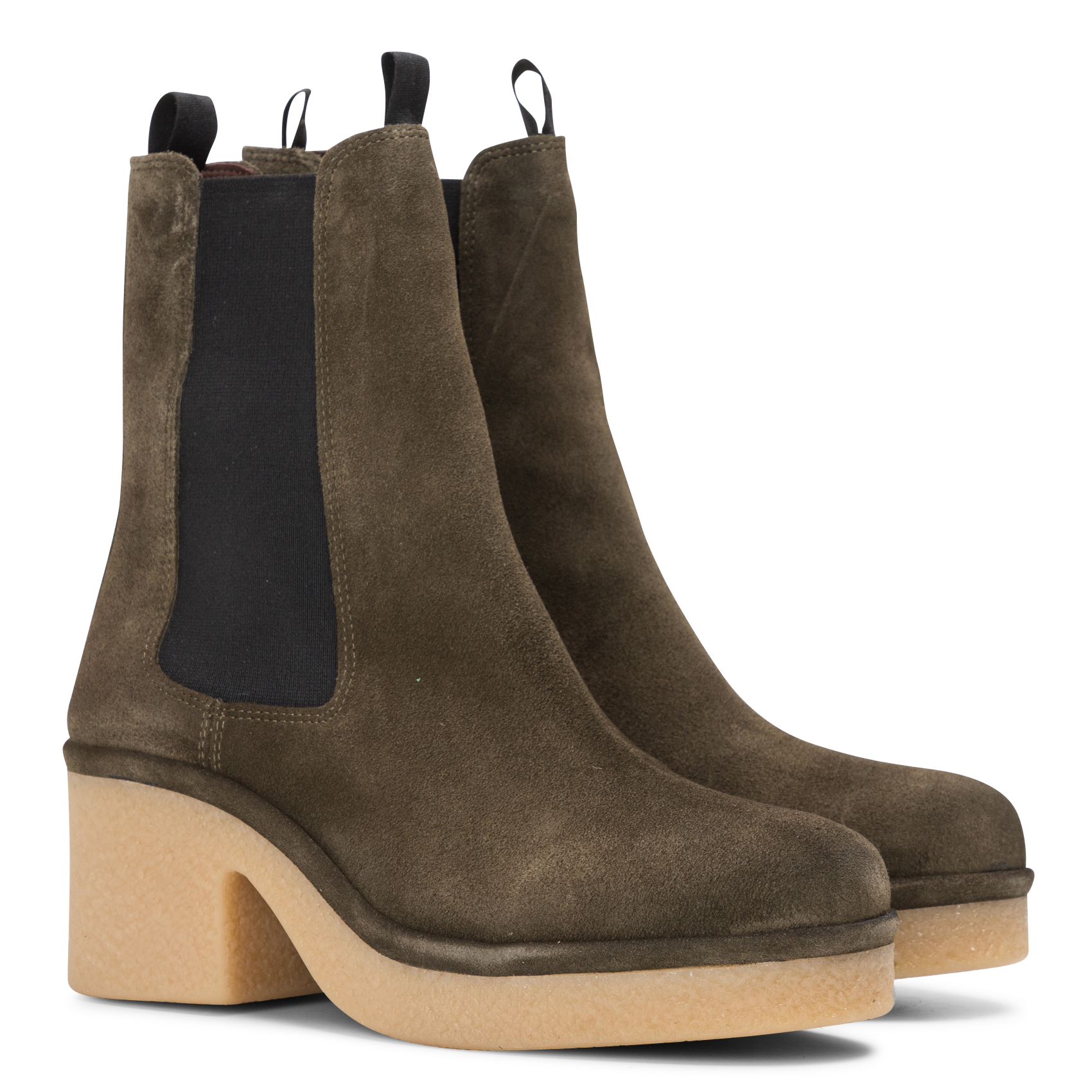 LAURELL - Bottines en cuir velours | Vert