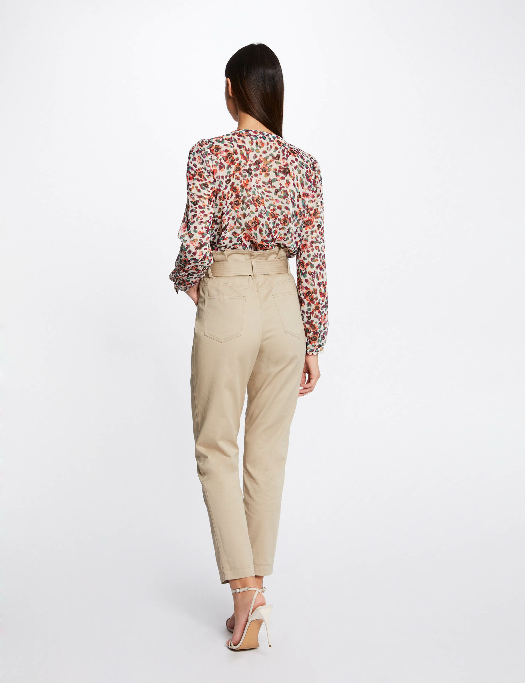 Chemise manches longues imprimé floral ecru femme - ecru