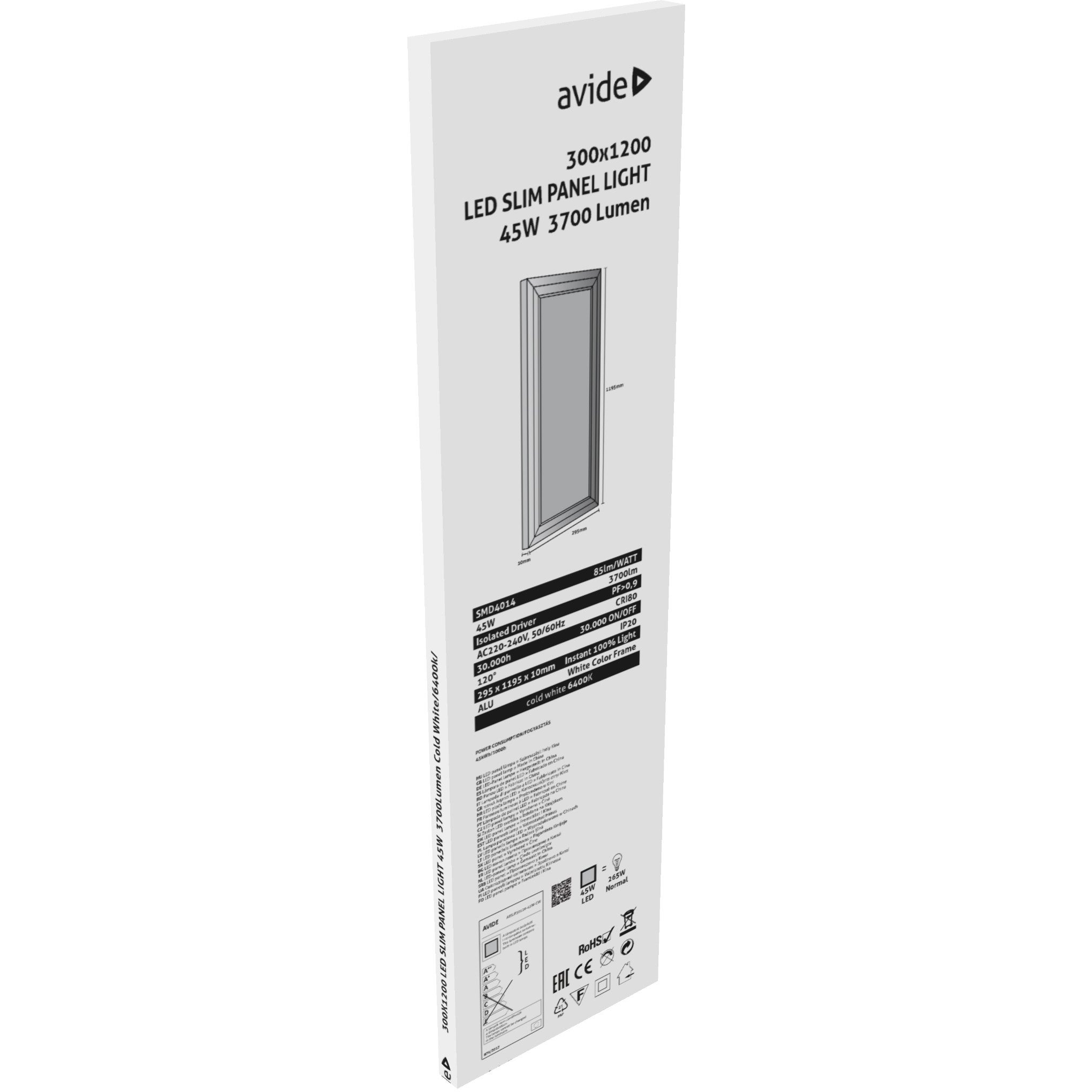 Avide LED Slim Panel 300x1200x10mm 45W CW inbouwpaneel