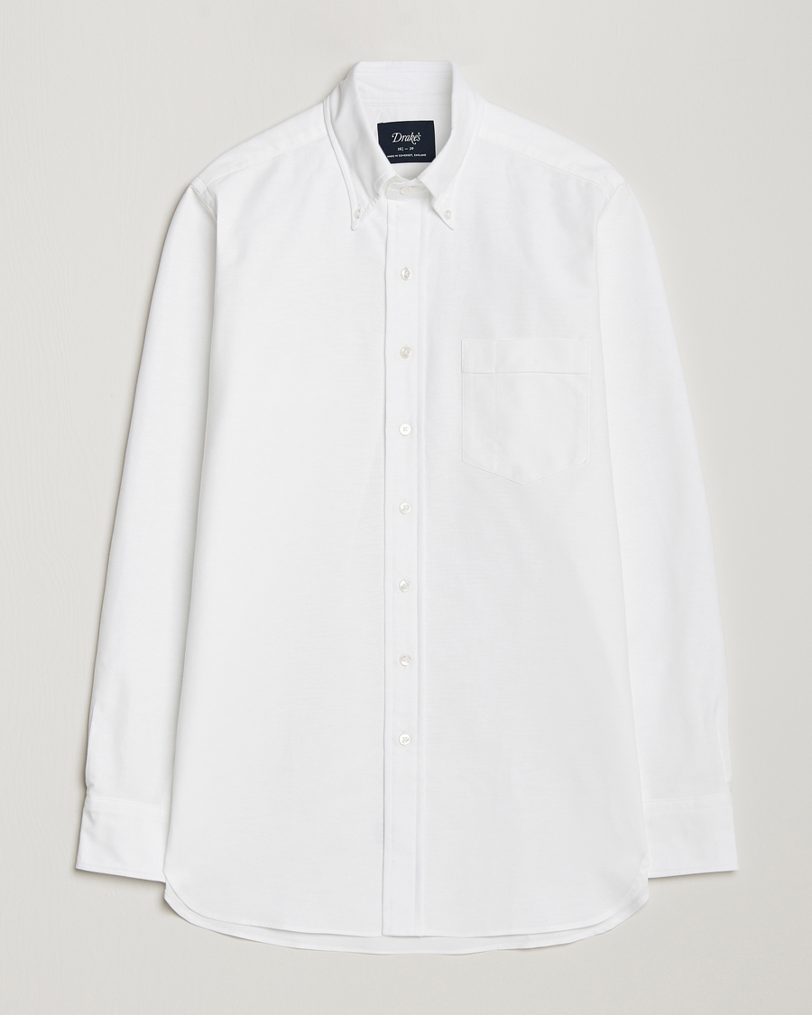 Drake's Button Down Oxford Shirt White
