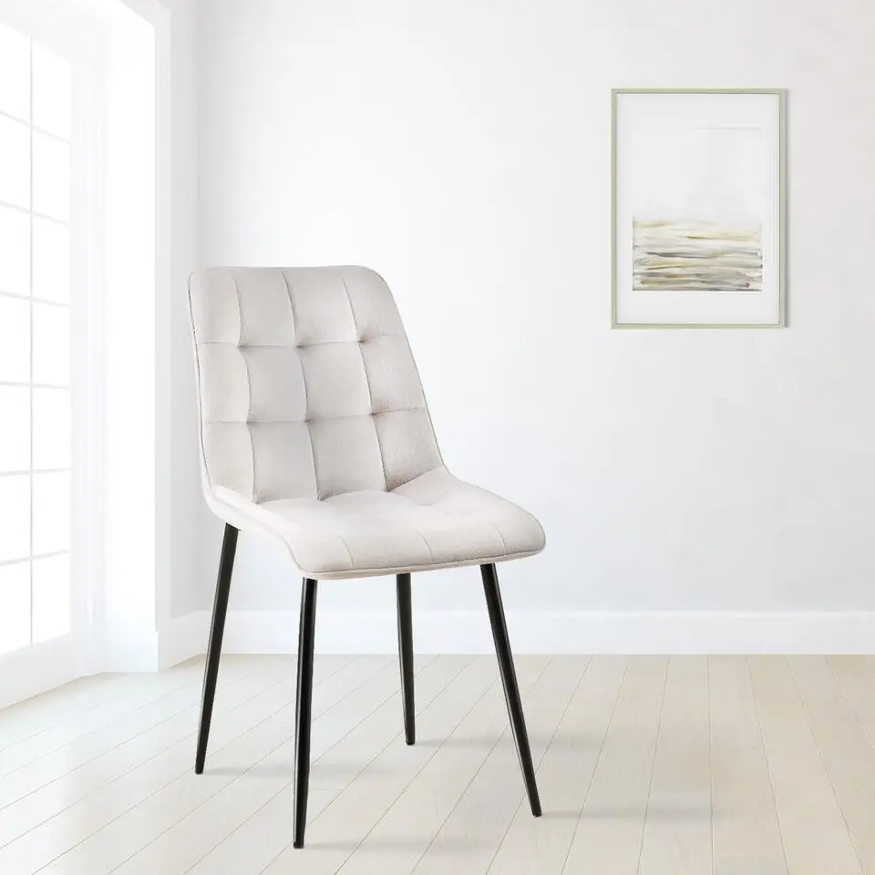 CLP Set van 2 Eetkamerstoel Gifford mat zwart Frame - Fluweel - grijs