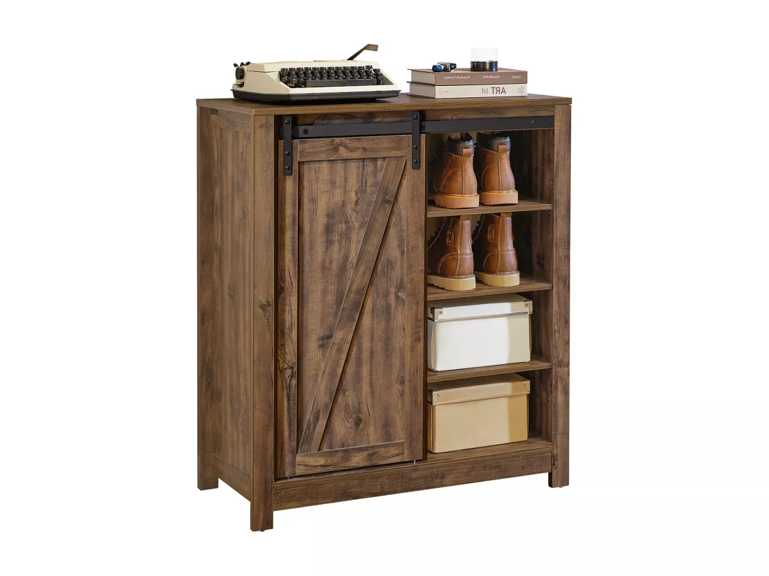 Meuble Bas Meuble Colonne Commode Avec Porte De Grange Coulissante Armoire À Chaussures, Fsb59-n