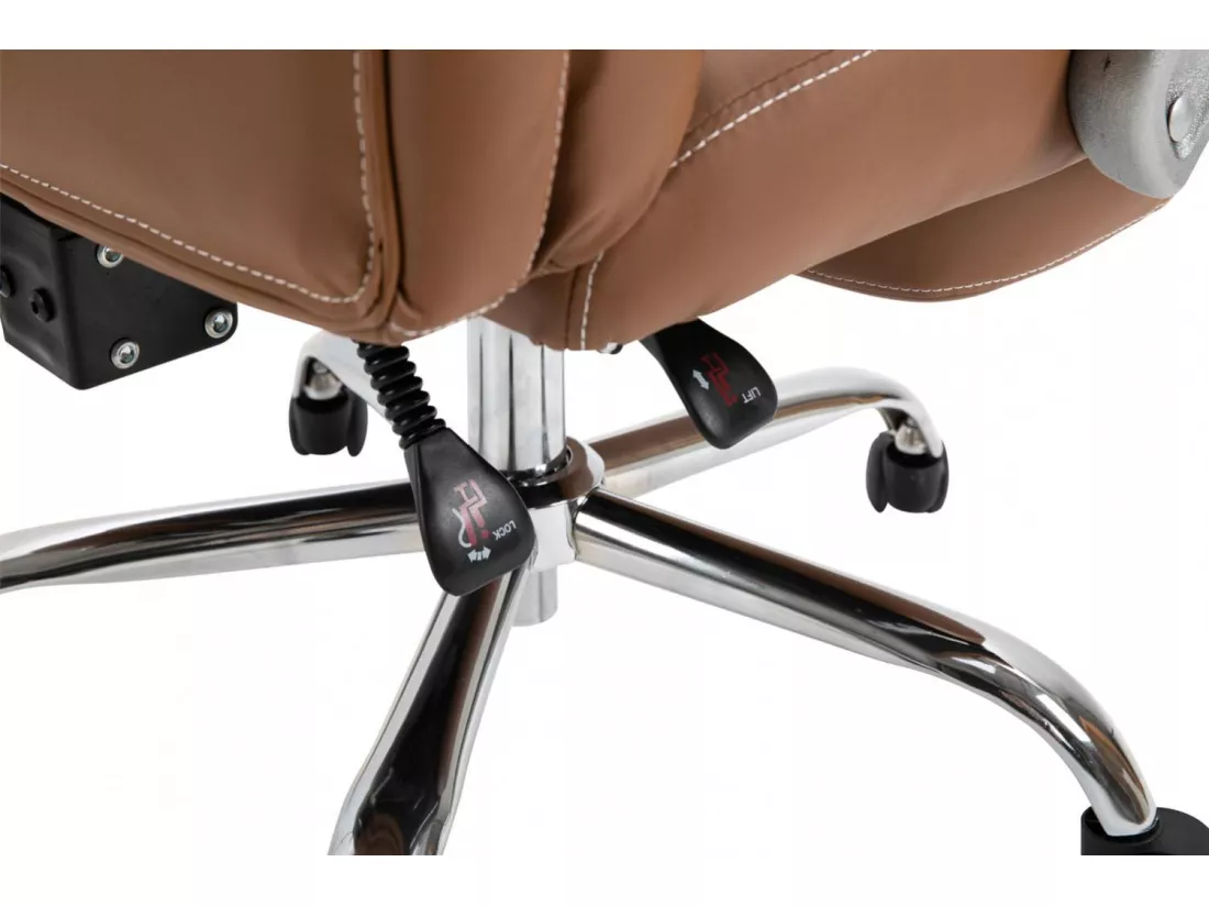Chaise de bureau - Similicuir & Métal chromé - Marron clair - Pacific