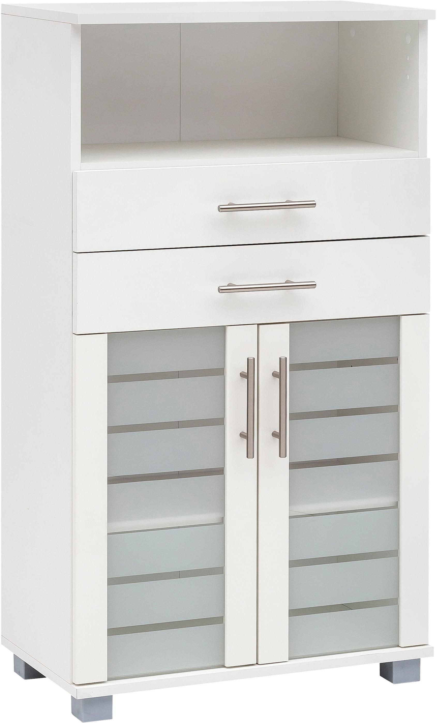 Schildmeyer Midischrank »Nikosia« Breite 60 cm, mit Glastüren, 2 Schubladen, MDF-Fronten, Metallgriffe