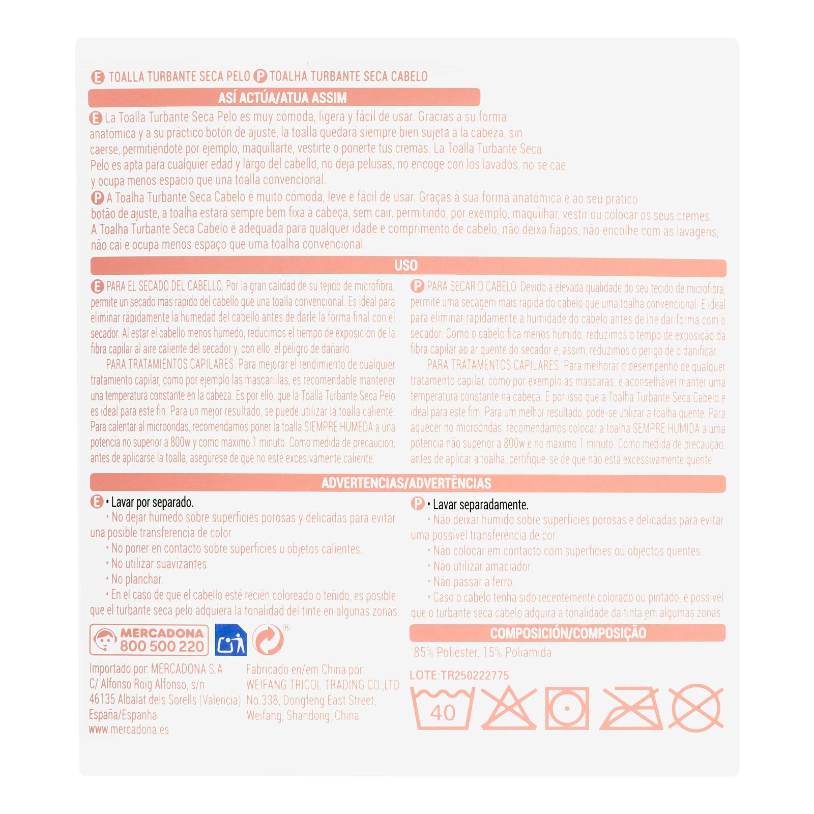 Serviette turban sèche-cheveux en microfibre Deliplus