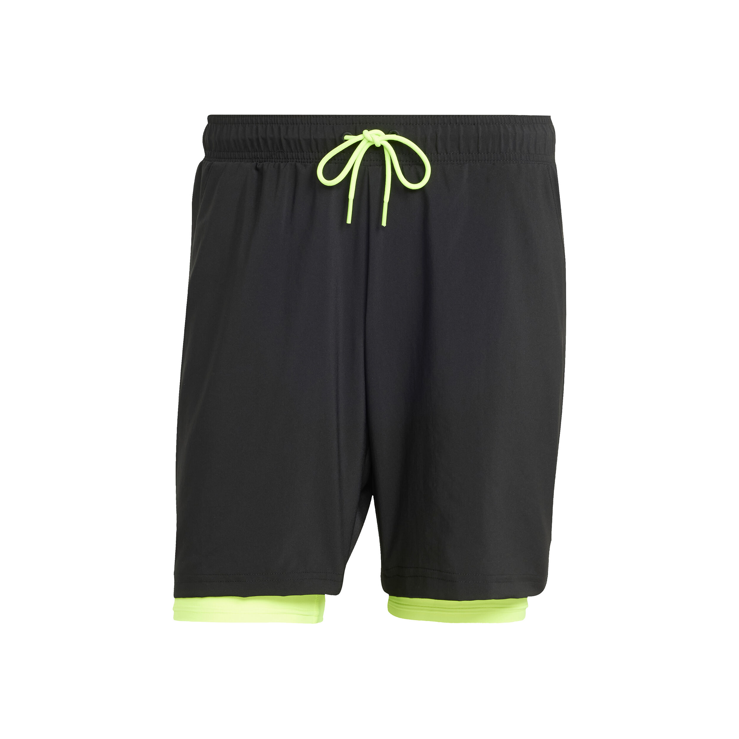 adidas 7in Club 2In1 Shorts Hommes - Noir , Vert Fluo
