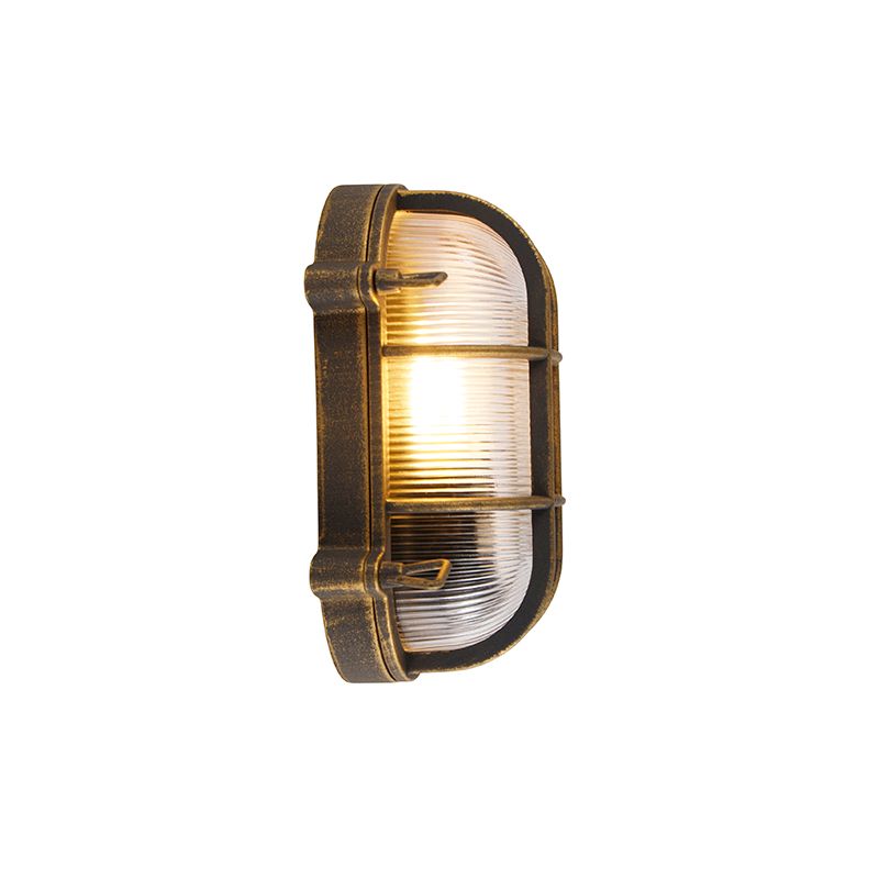 Wand en plafondlamp goud/messing ovaal IP44 - Noutica