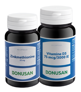 Bonusan Zinkmethionine 15mg   Vitamine D3 75mcg 3000IE - Combiset 2 Stuks