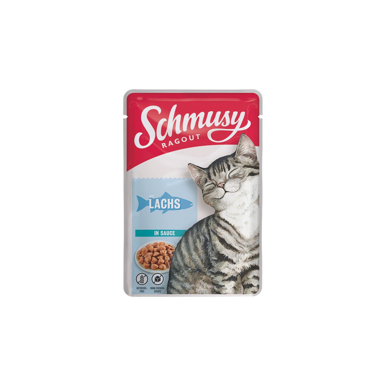Schmusy Ragout Nassfutter Katze Adult in Sauce Lachs 22x100 g