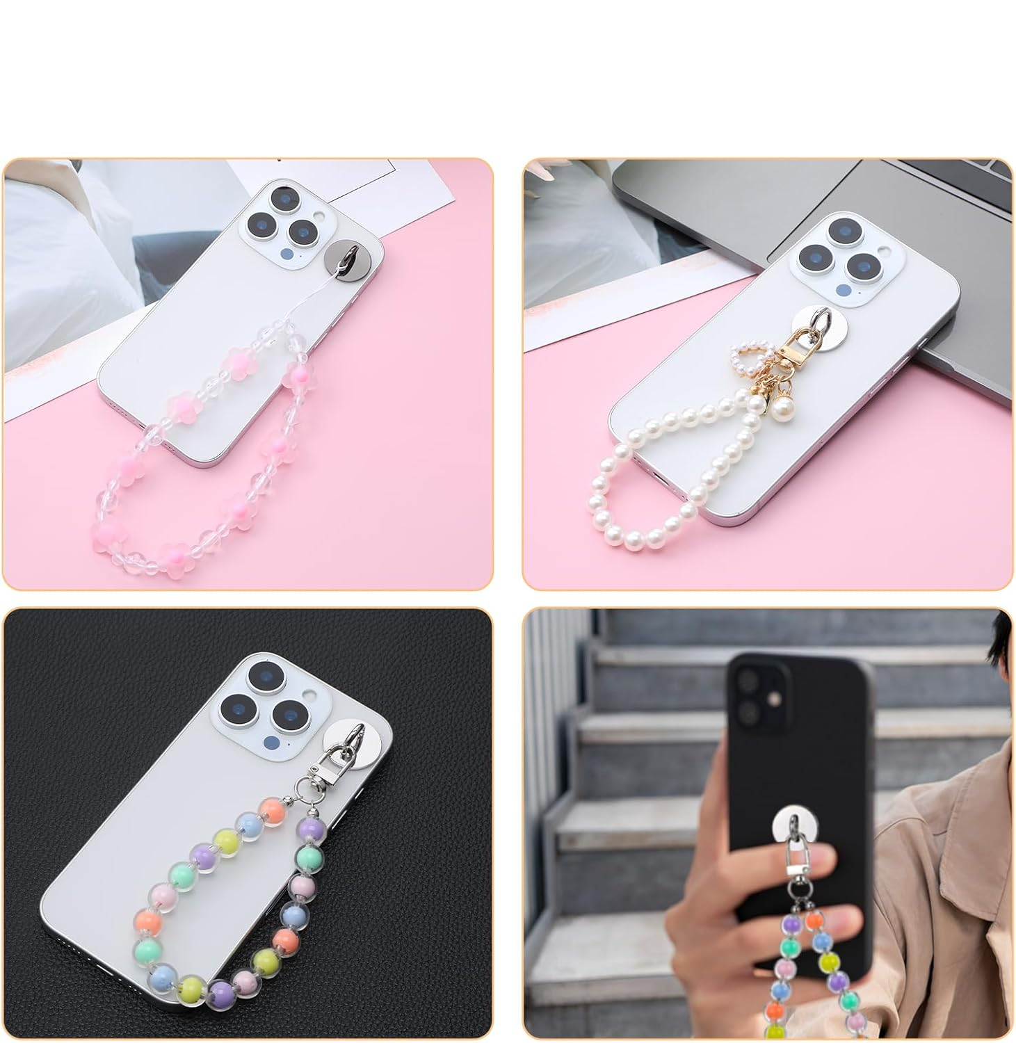 (6er Set) Universal Phone Charm Hook Halterungen Selbstklebend - Gold / Silber