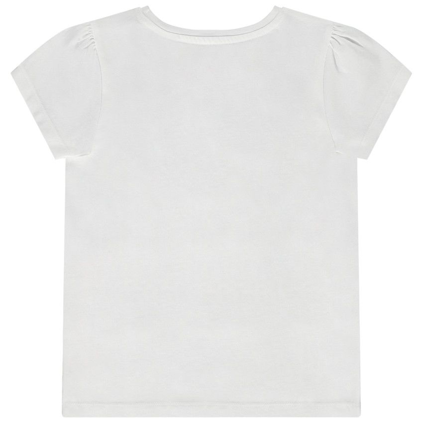 T-shirt manches coures print fruit en sequins magiques pour fille - Blanc