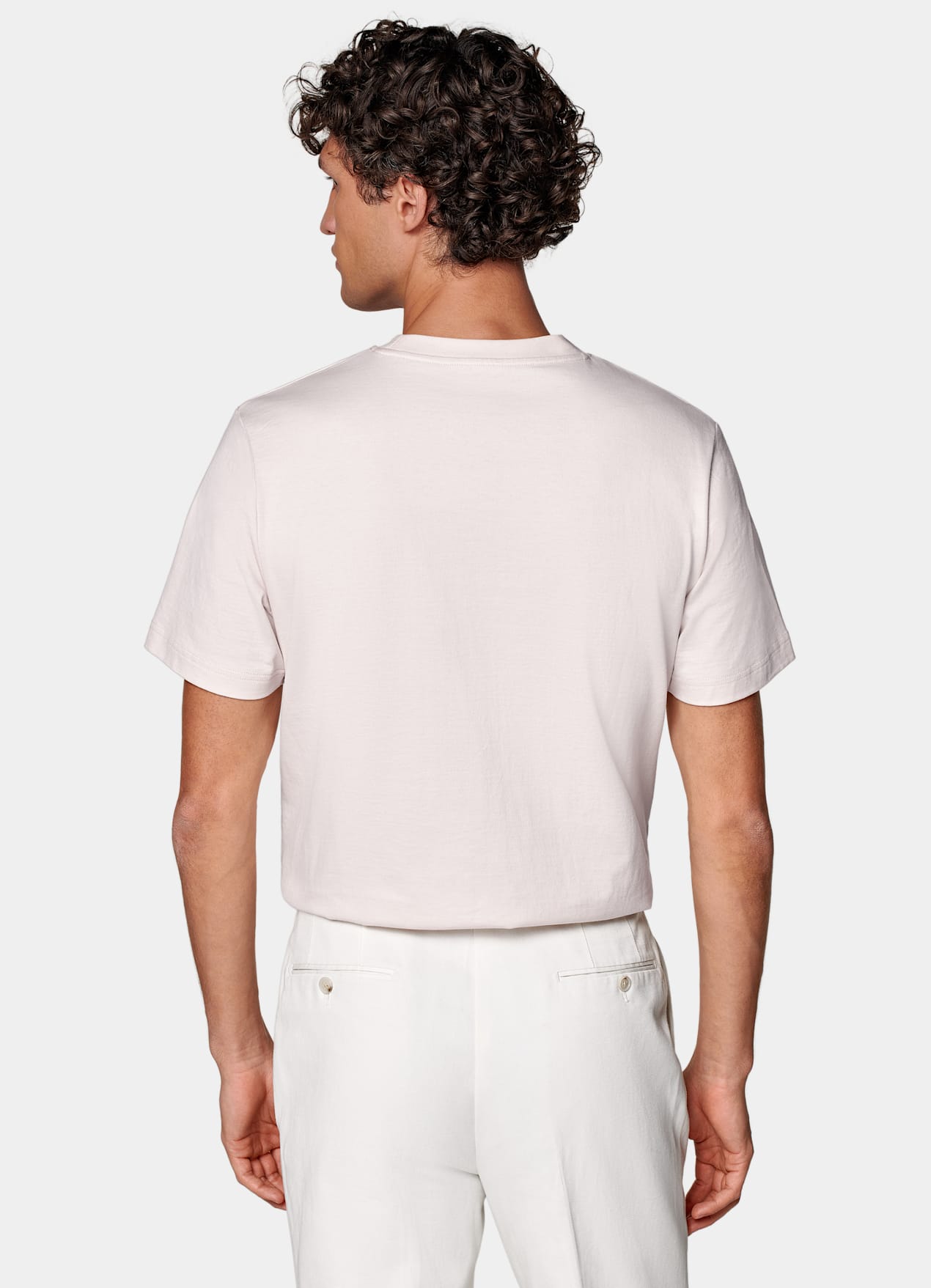 T-shirt col rond rose clair