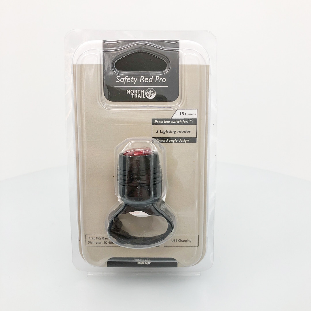 North Trail Safety Red Pro<br>Oppladbart baklys til sykkel