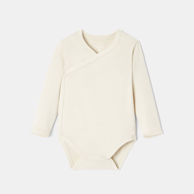 Lot de 3 bodies cœur croisé à manches longues en coton bio beige naissance Absorba Beige