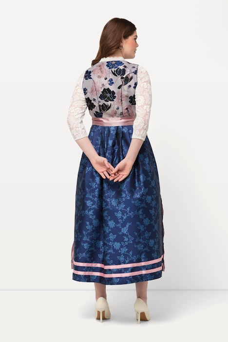 Dirndl, Blüten, Schmuckknöpfe, Carree-Ausschnitt, ärmellos