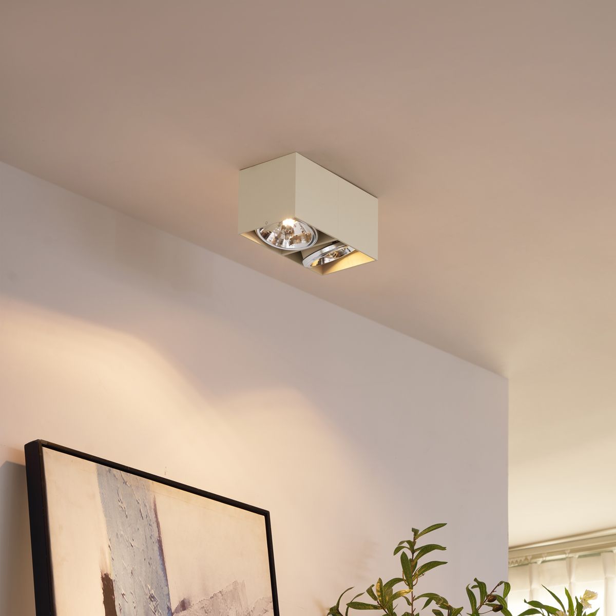 Moderne opbouwspot beige G9 draai- en kantelbaar 2-lichts - Box