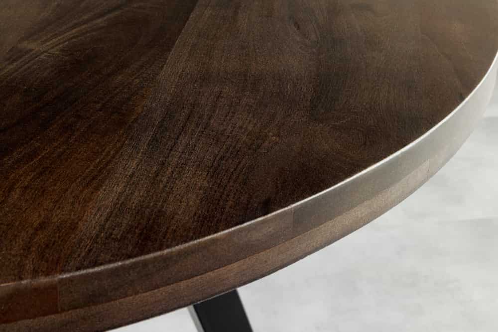 Massiver Esstisch IRON CRAFT 120cm taupe braun rund Mangoholz