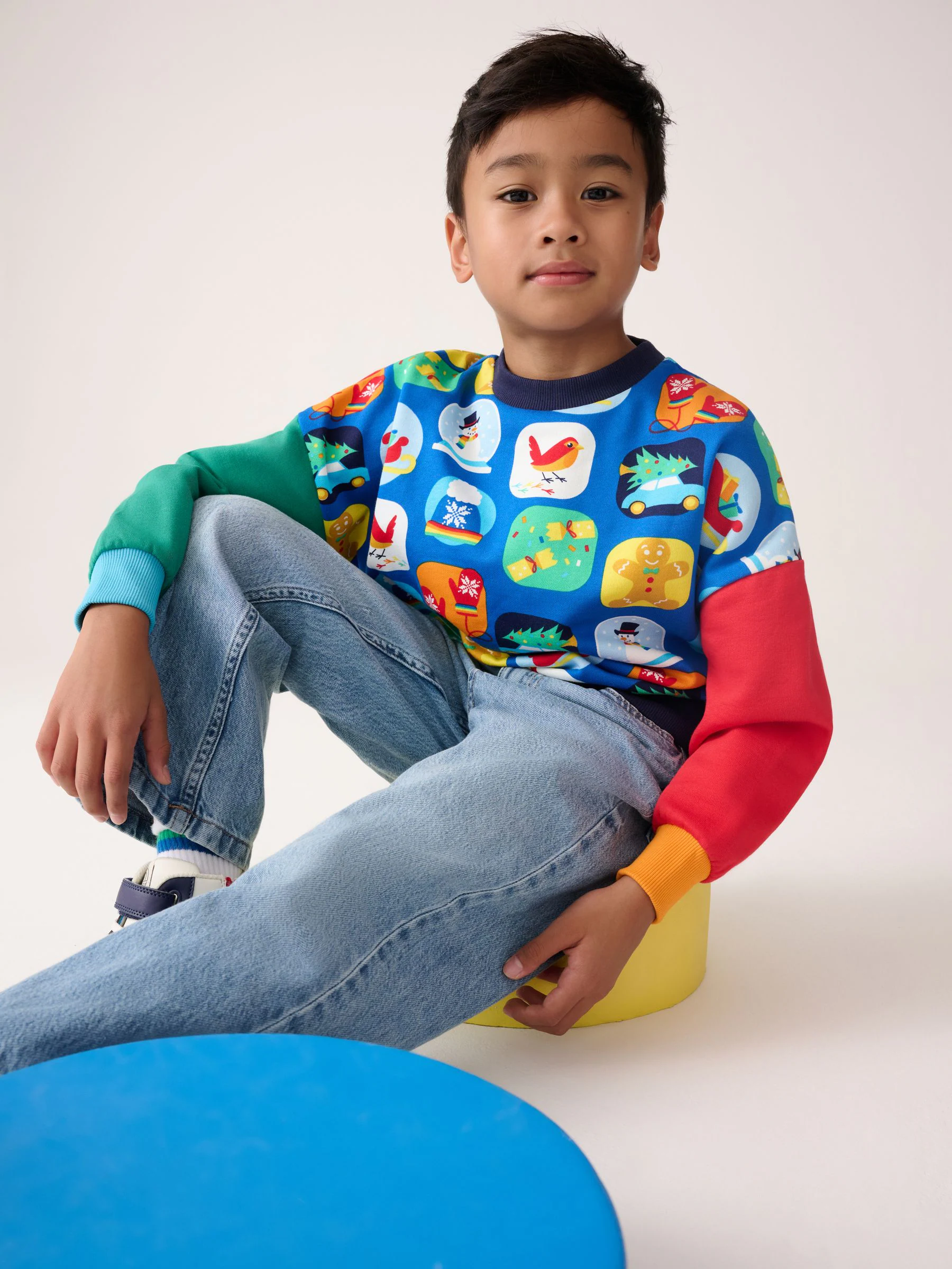 Little Bird by Jools Oliver Jersey Kerstmis Sweatshirt met sneeuwbolprint