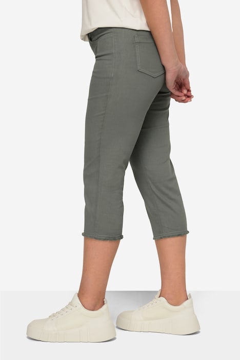 Caprihose, Jeggings, Fransensaum, Elastikbund, mit recycelten Materialien