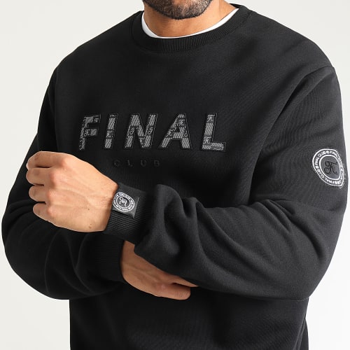 Sweat Crewneck Broderie Damier 1124 Noir
