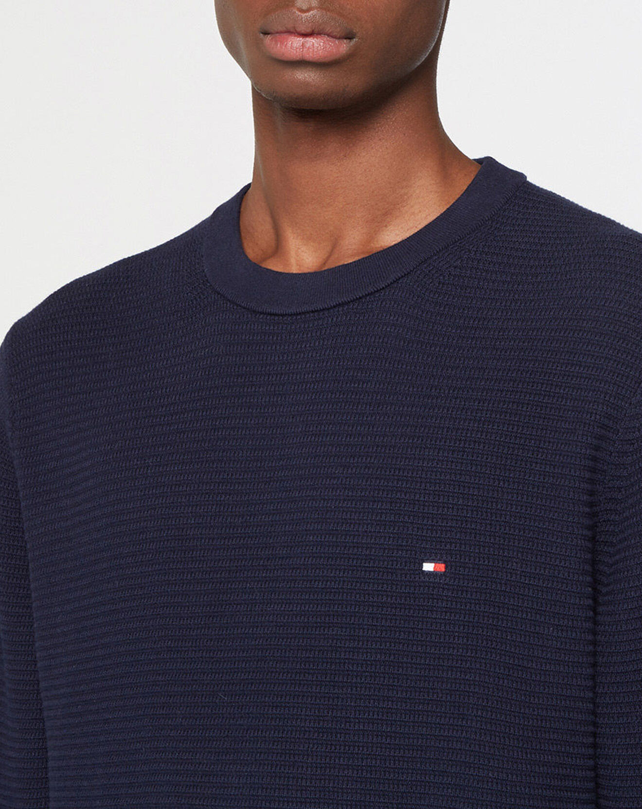 Tommy Hilfiger Pull 100% Coton Bio Structure bleu marine