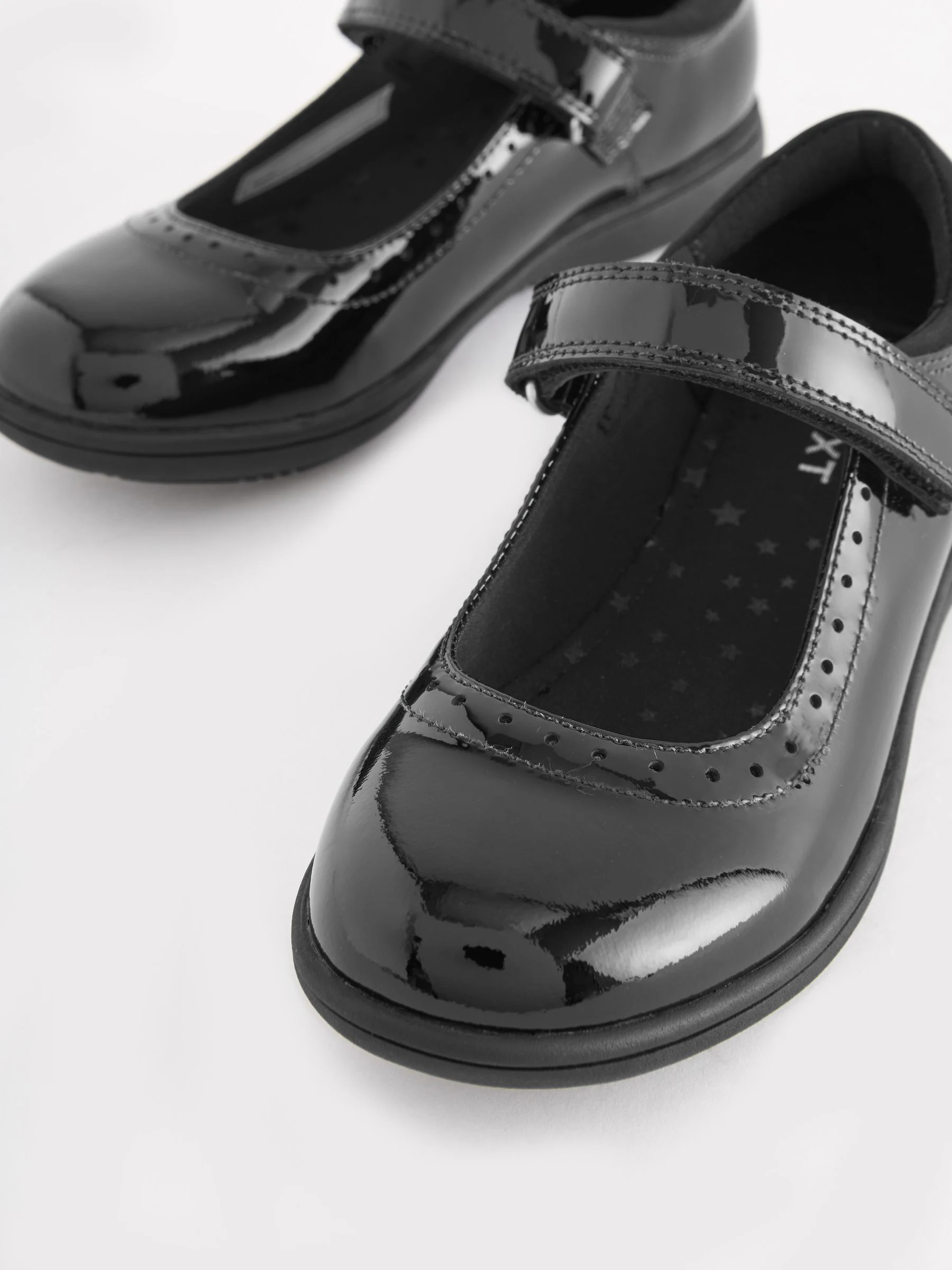 Zwart lak - Leren Mary Jane-schoolschoenen met broguedetail