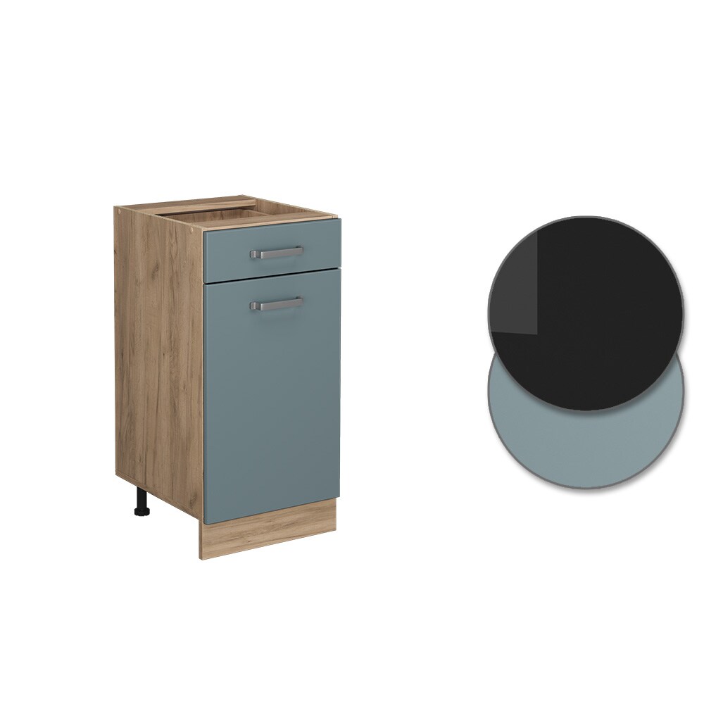 Vicco Schubunterschrank Küchenschrank R-Line Solid Eiche Blau Grau 40 cm modern