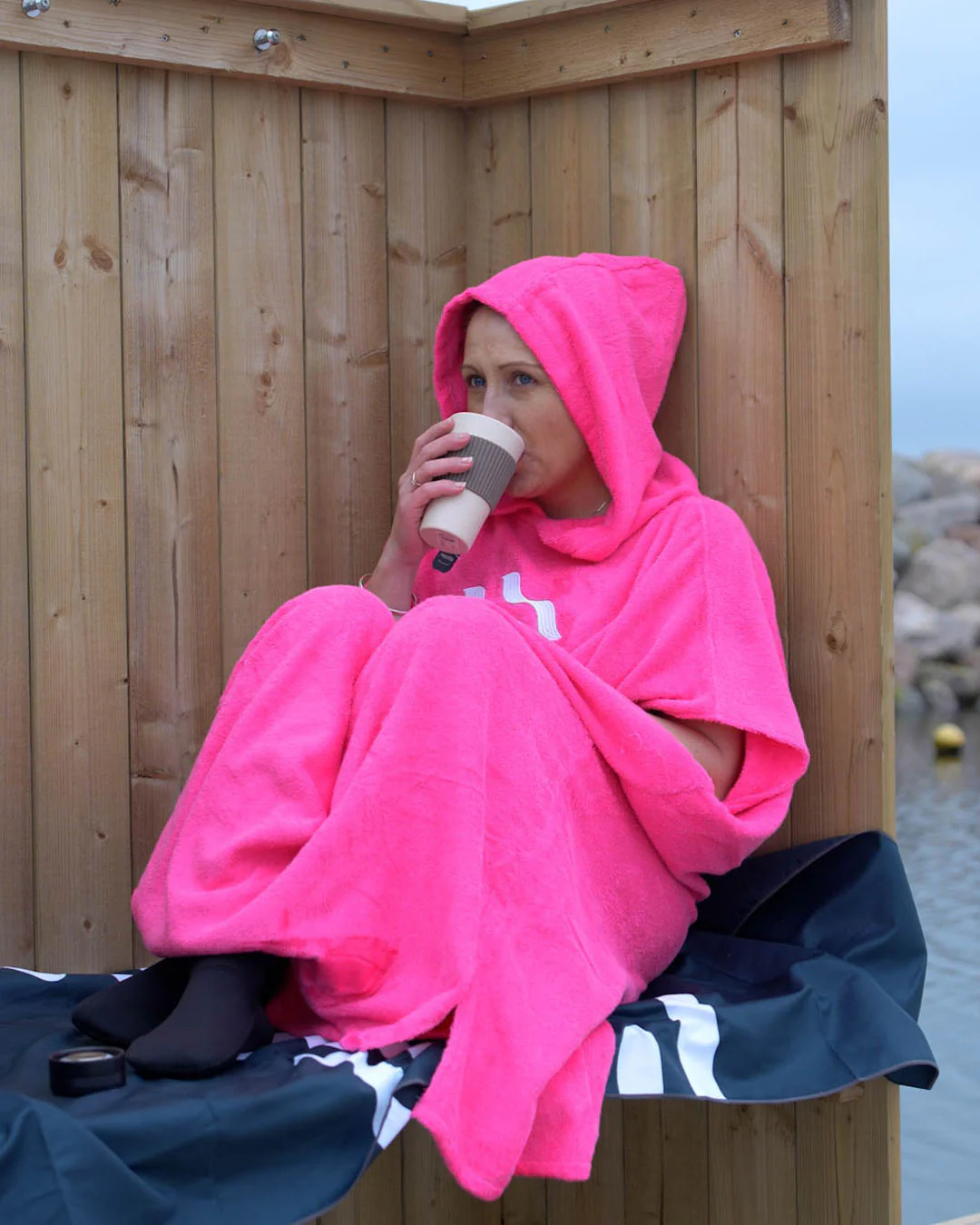 Watery badeponcho til voksne - Bomuld - Atlantic Blue