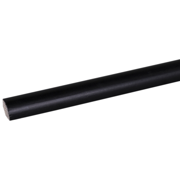 Kwartrond grenen zwart gelakt 13x13mm 270cm