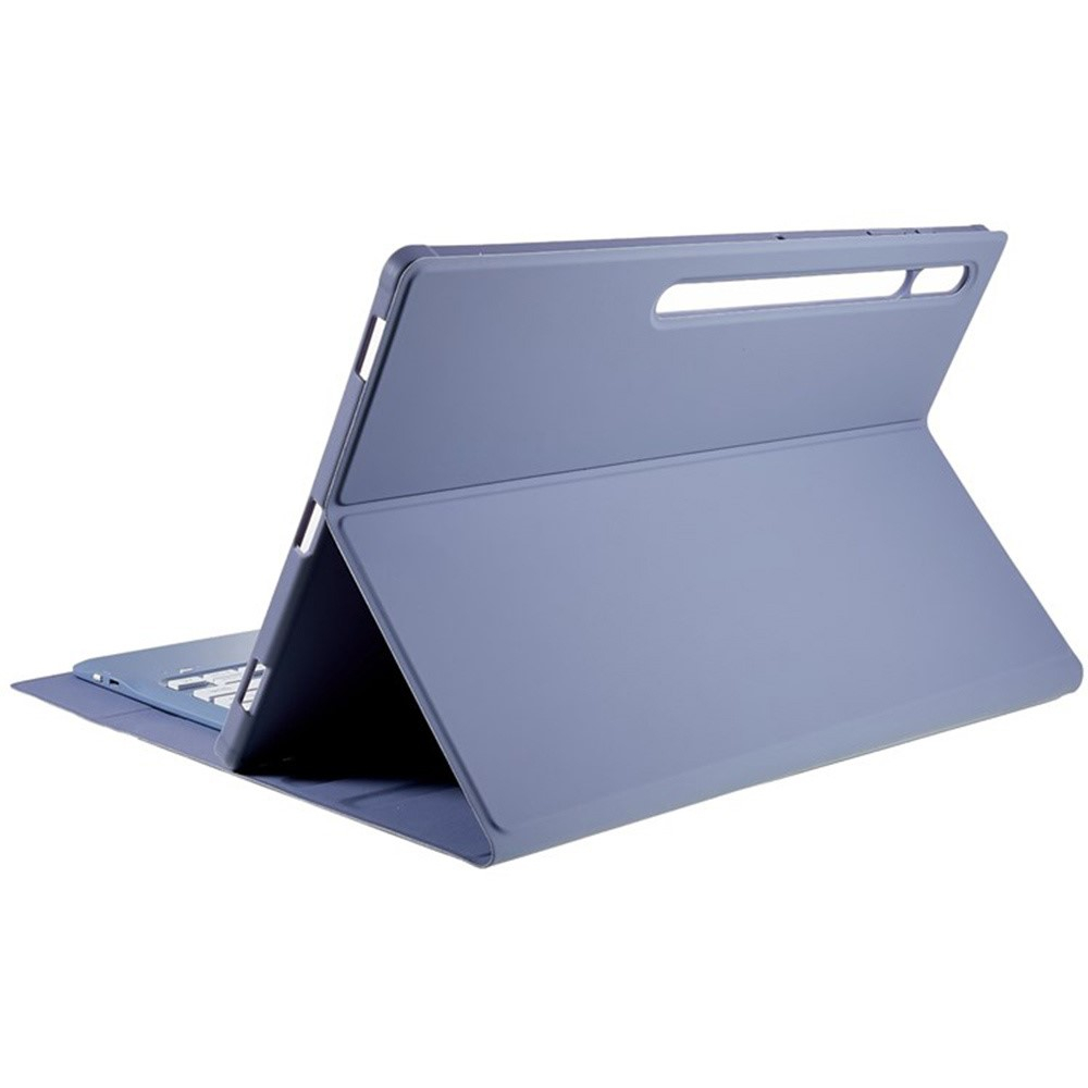 Samsung Galaxy Tab S9 Ultra Leder Tasche mit abnehmbarer Bluetooth Tastatur Keyboard   S-Pen Halterung (QWERTY) - Lila