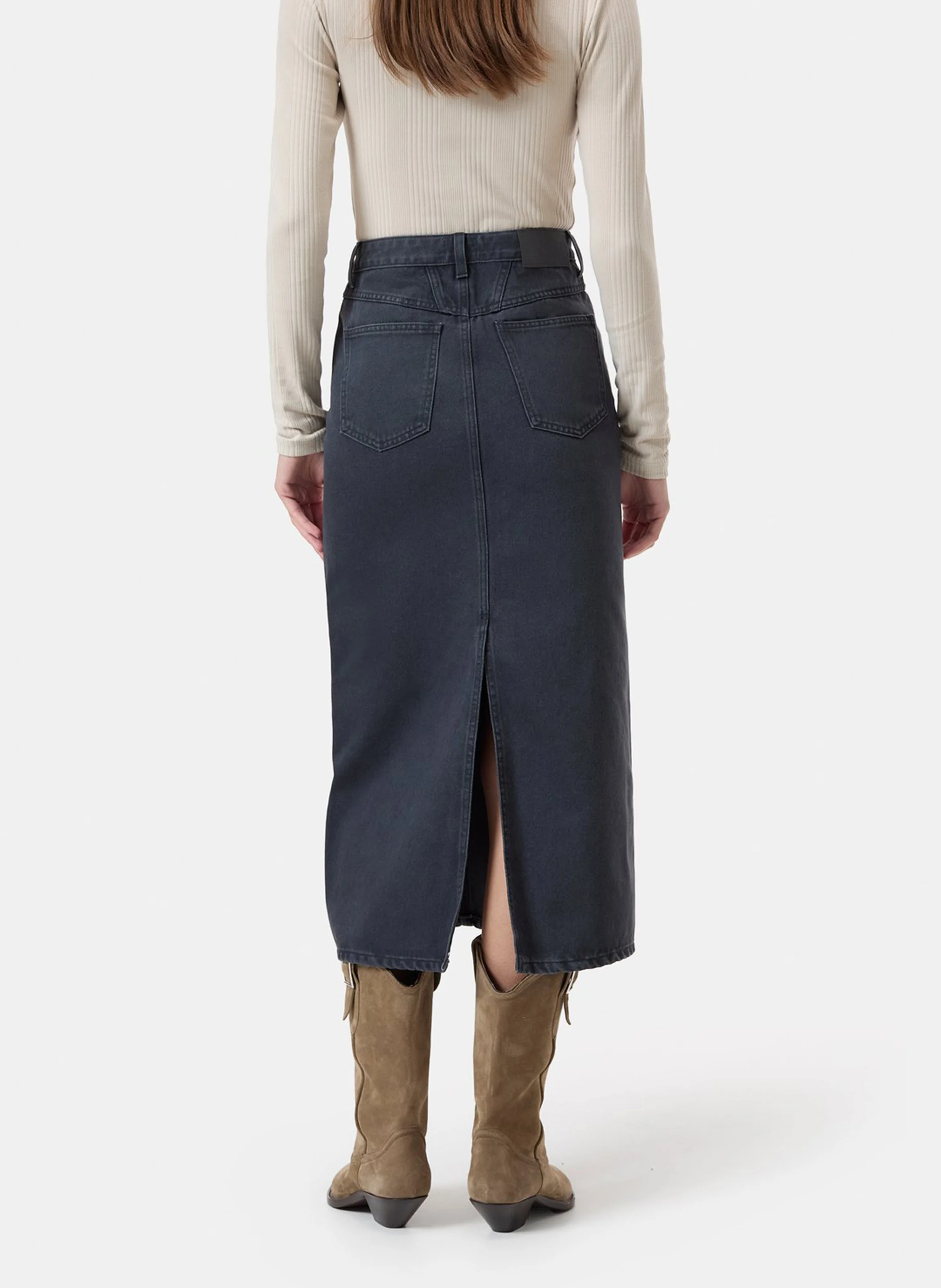 Jupe midi en jean | Gris