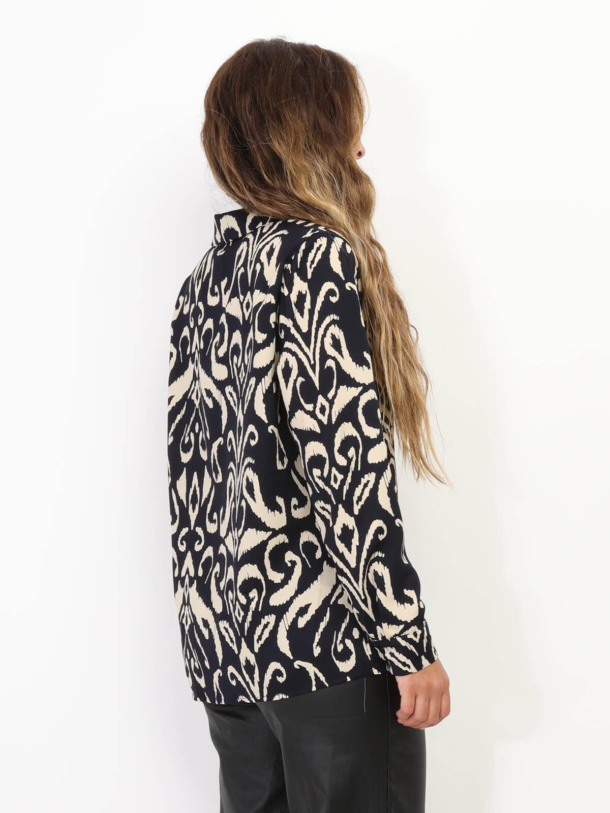 Chemise fluide à imprimé baroque- Bleu marine