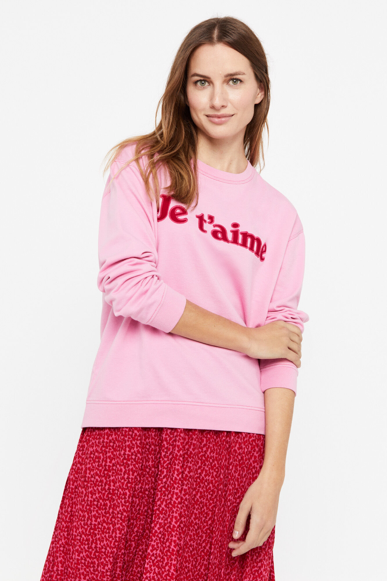 Moletom com texto bordado - Rosa