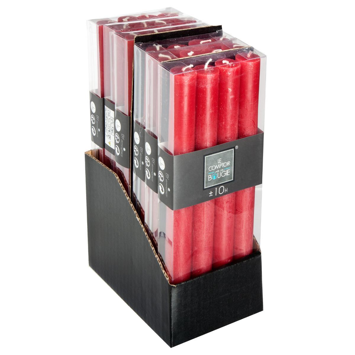 BOUGIE BATON X4 RUSTIC ROUGE H.24.5CM