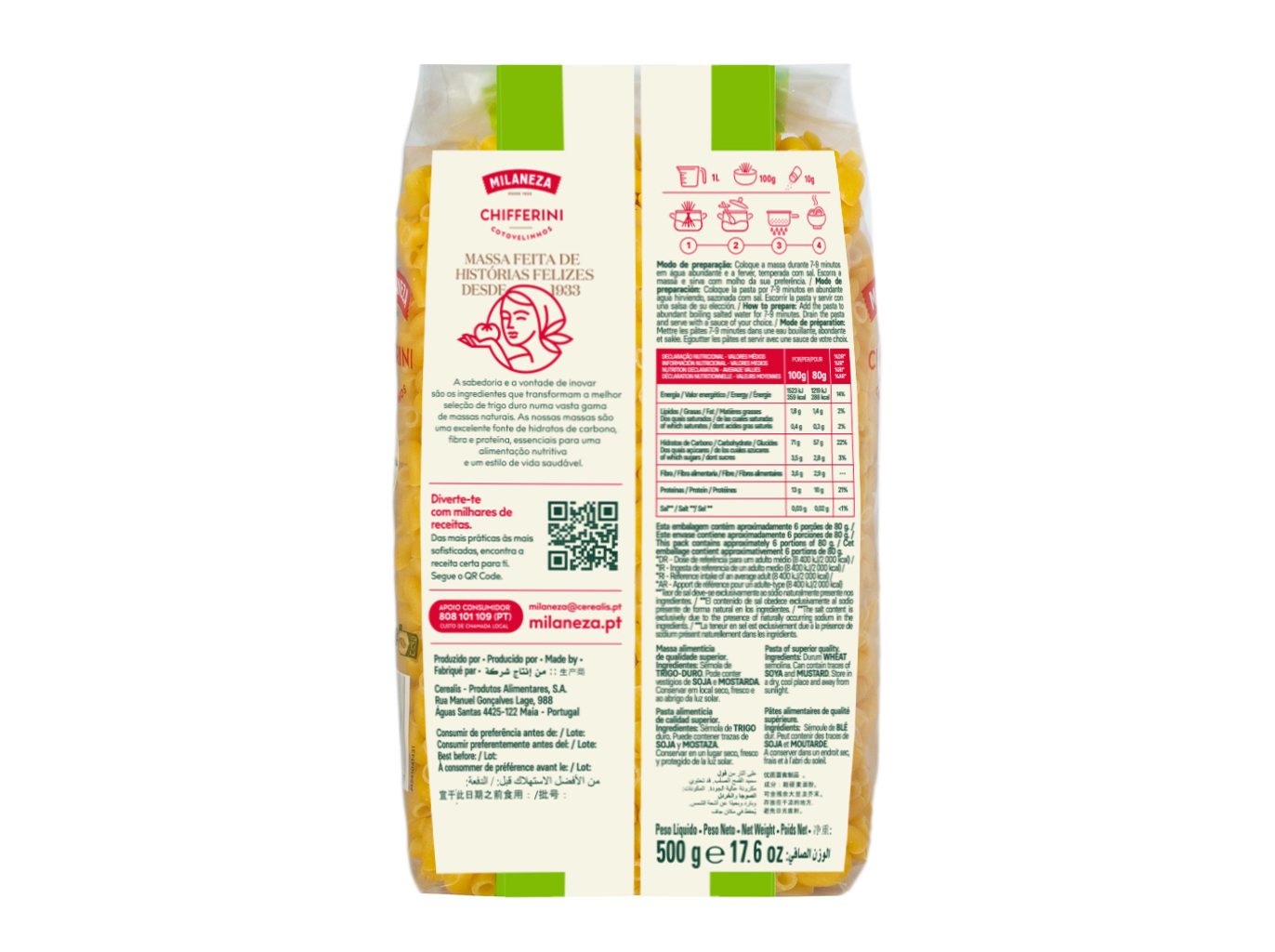 MASSA MILANEZA COTOVELINHOS 500G
