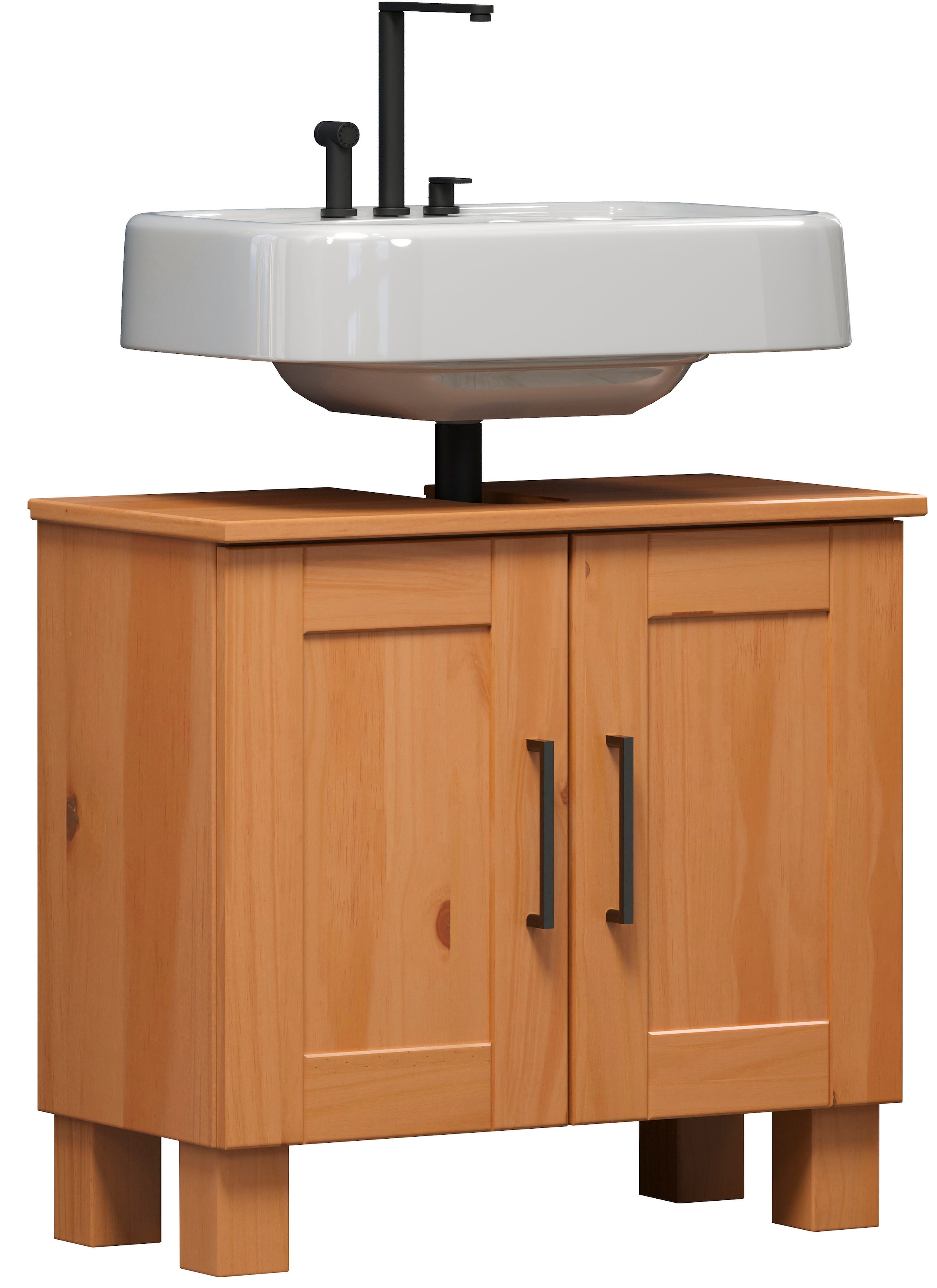 welltime Waschbeckenunterschrank »Ulea« 1 Stk. tlg. Waschtisch aus Massivholz mit Bügelgriffen - Masse (B/T/H) 60/30/80 cm
