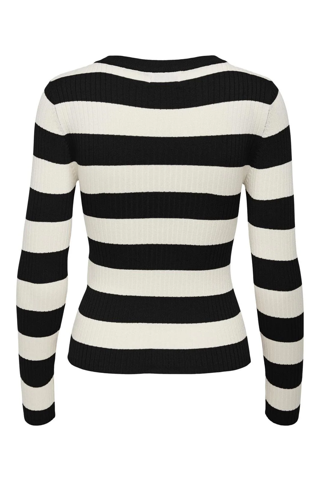 JDY JDYplum L/S O-Neck Pullover Knt 4149549 black w eggnog stripes
