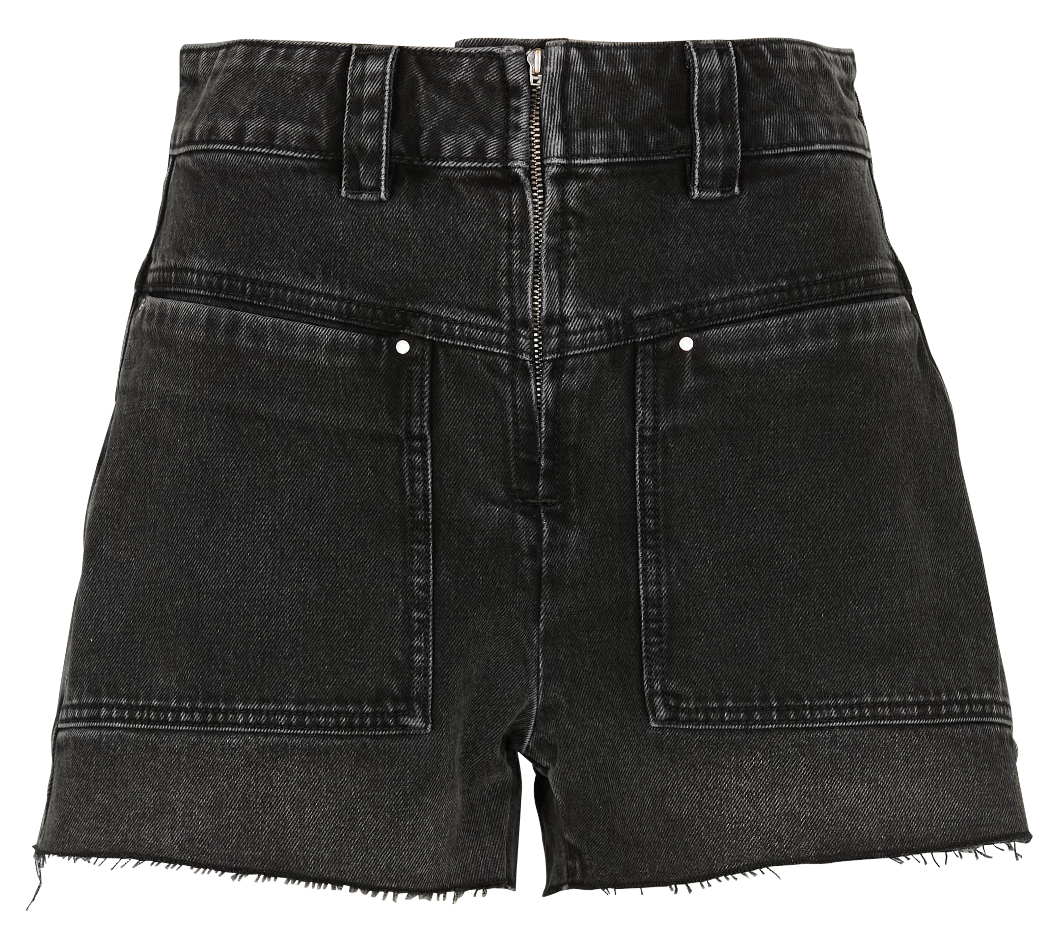 DAVID - Short taille haute en denim délavé | Gris