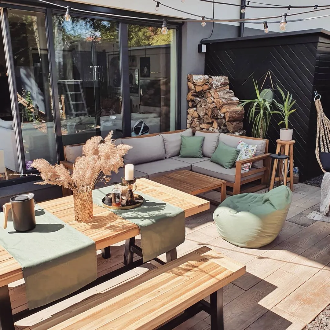 Tuin eettafel SCANIA 170 cm 80 cm Acaciahout Zwart