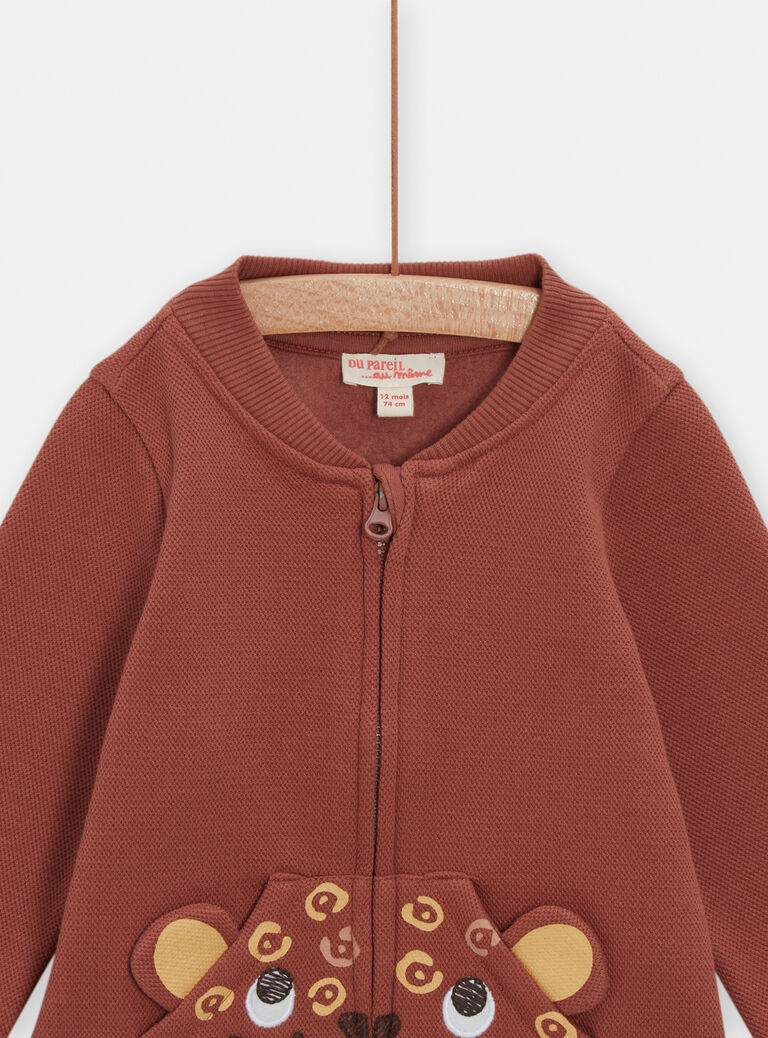 Gilet brun à motif tête d'ours pour bébé garçon