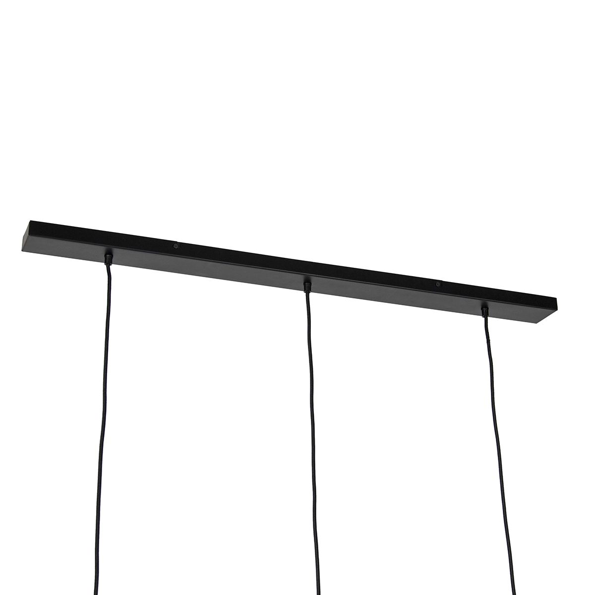 Oosterse hanglamp bamboe met zwart langwerpig 3-lichts - Evalin